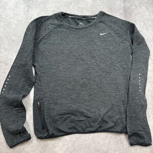 NIKE Dri-Fit Run Long Sleeve‎ Top Women's Sz M Black Textured Stretch Gym Yoga